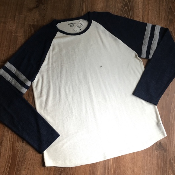 NWT Express Waffle Knit Baseball Shirt Tee XXL - Picture 2 of 5